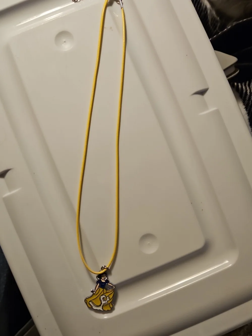 Yellow Enamel Snow White Pendant Necklace for Girls